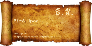 Biró Upor névjegykártya